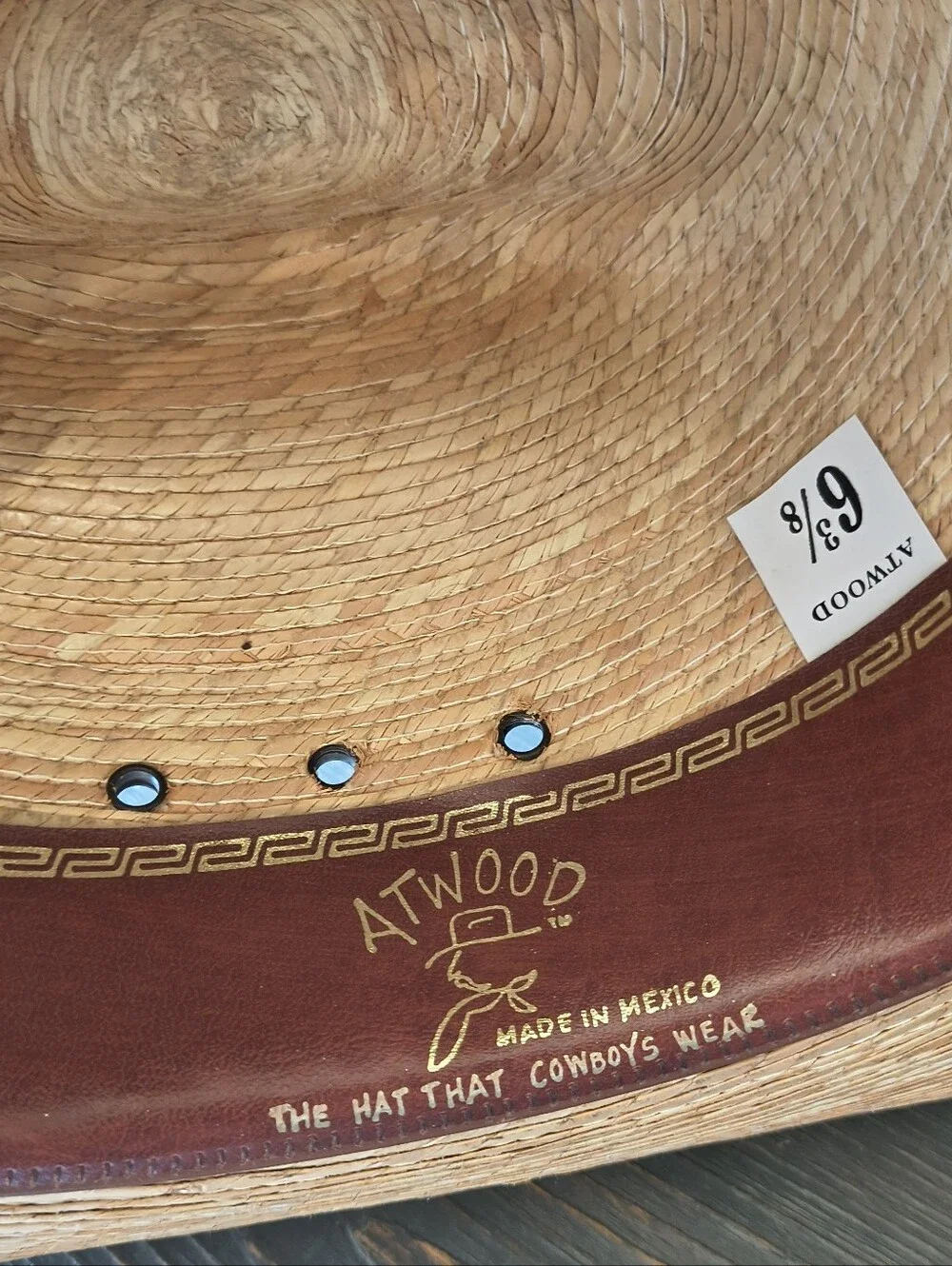 Atwood Straw Cowboy Hat Western 6 3/8 Hereford Low Crown Long Oval Mexico